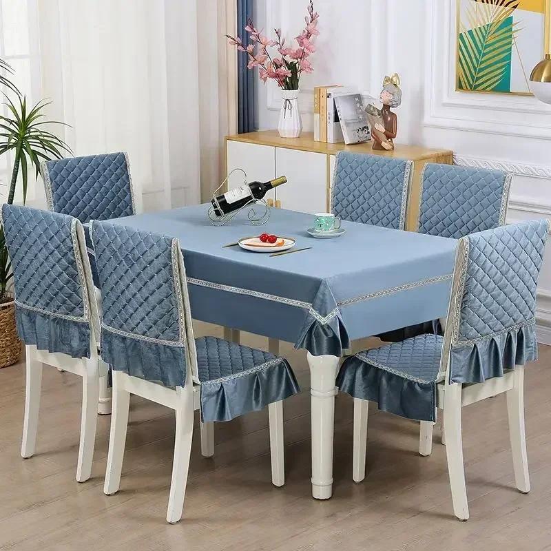 Light Luxury Wave Lace Stolsöverdrag Förtjockad Matbordsduk Kudde Europeisk stil Stor blomma Bordsduk Stolsöverdrag