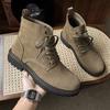 Fashion Classic Man High Top Shoes New Leather Ankle Boots Sneakers Fashion Outdoor Mens Basic Boots Lace Up Non-Slip Motorcycle Botas