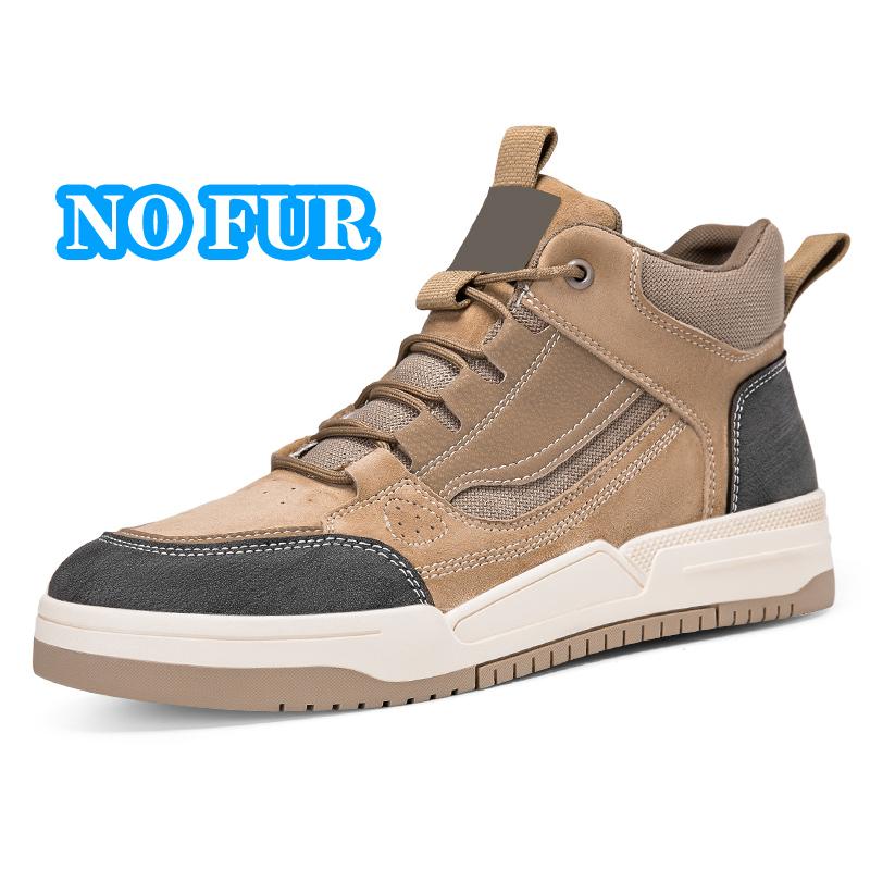 Outdoor Men's Winter Warm Boots Suede Leather High Top Shoes Anti-Slip Sole Cold Weather Ankle Boots Daily Wear Man Hiking Boots