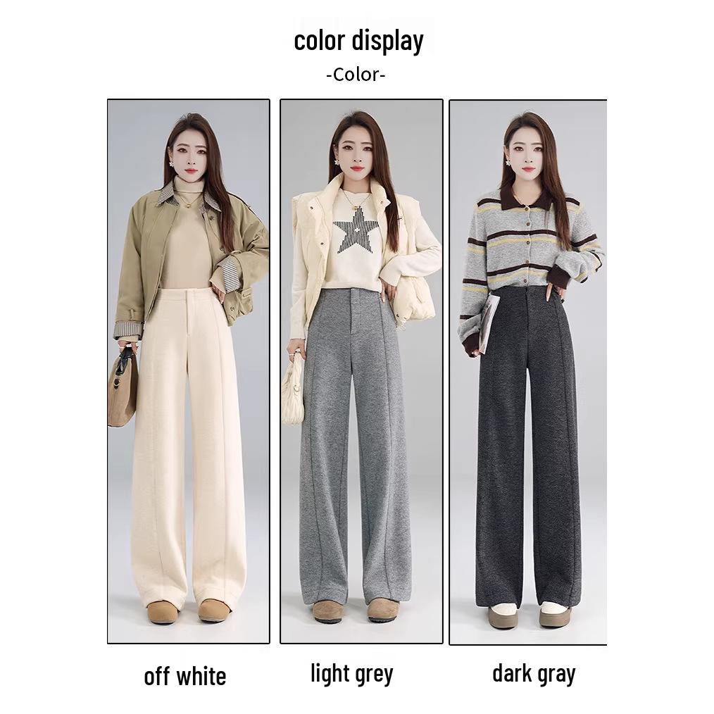 

2026 Women s High Waist Elastic Wool Pants - Warm, Plus Velvet, Straight Leg, Casual Winter Outerwear. Size 27