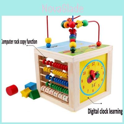 Premium 5 In 1 Wooden Multi-activity Cube Educational Toy For Kids And Babies