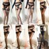 Lace Garter Stockings: Black & White Crotchless Thigh High Lingerie