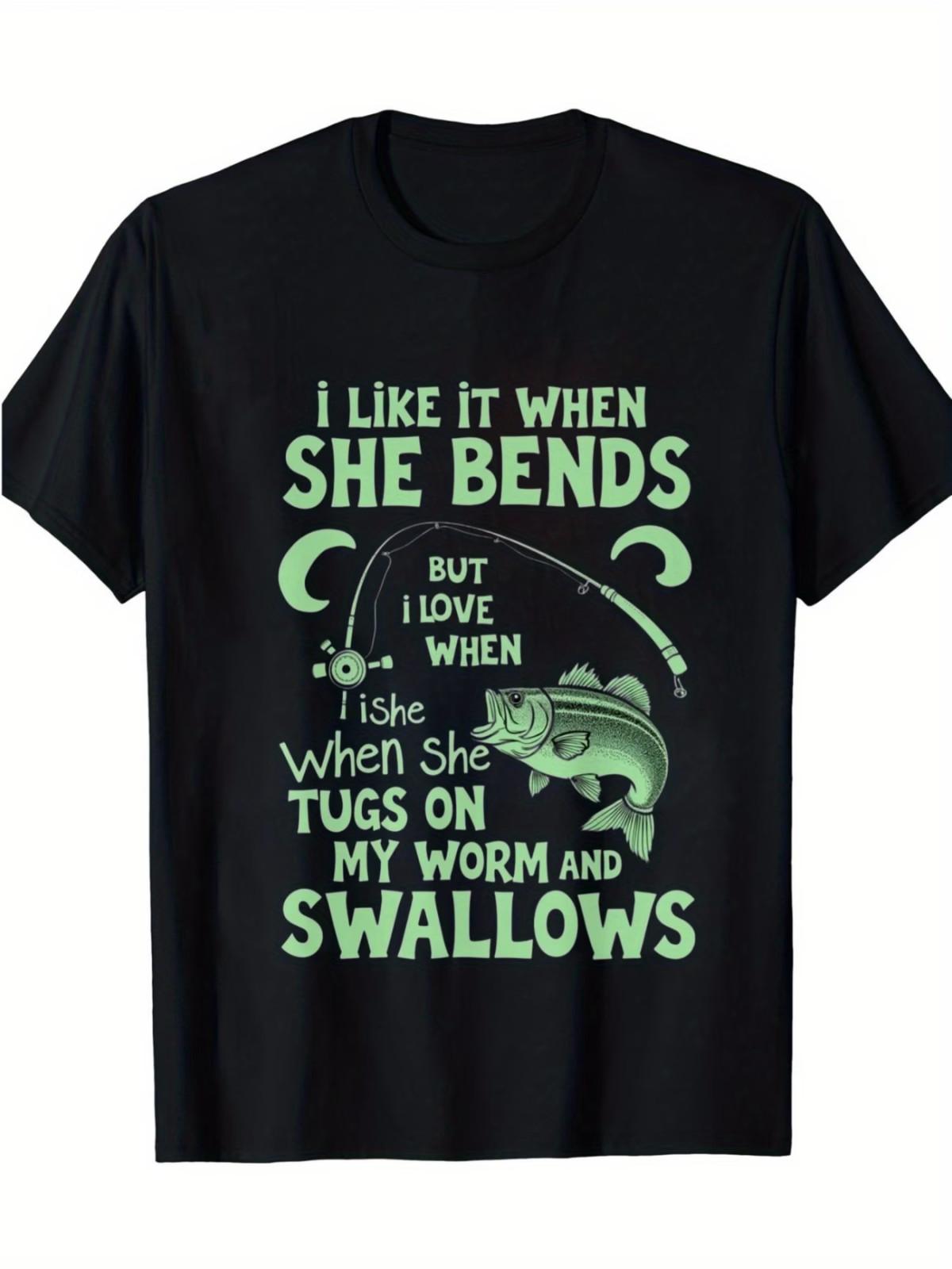 Men s Funny I Love Her Fishing T-Shirt - 100% Cotton Vintage Crew Neck Tee L