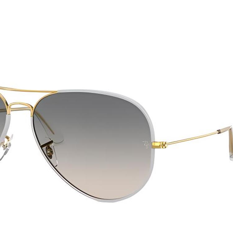 RayBan Color-blocking styling design Metallic aviator sunglasses Unisex Couple Gold