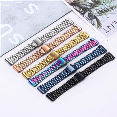 Bracelet de montre à trois mailles en acier inoxydable 18 mm pour hommes et femmes - Compatible avec les modèles A158W/F91W/AE1200