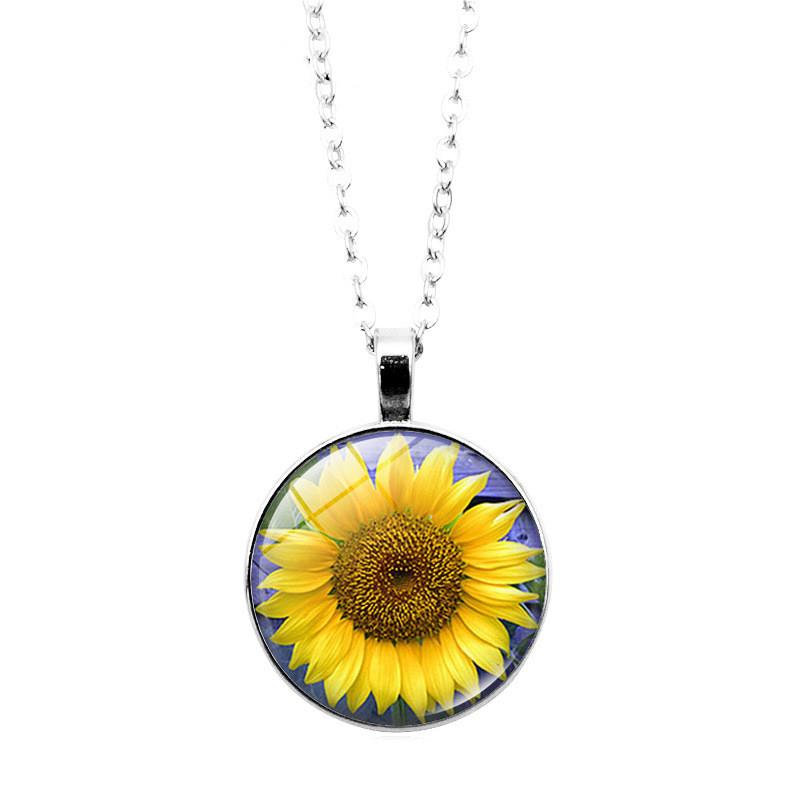 Vintage Sonnenblumen Schmuckset Mit Legierung Anhänger Kette Ohrringe Für Damen