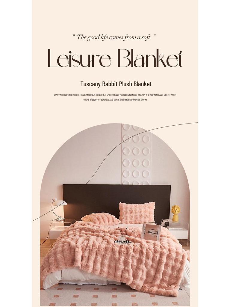 G5Z Thickened Warm Faux Fur Rabbit Fleece Blanket, Anti-Static Milk Velvet Throw for Sofa or Nap
