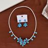 Zircon Flower Stud Earrings Necklace Two-Piece Set Light Luxury High-End Temperament Collarbone Chain Jewelry Women