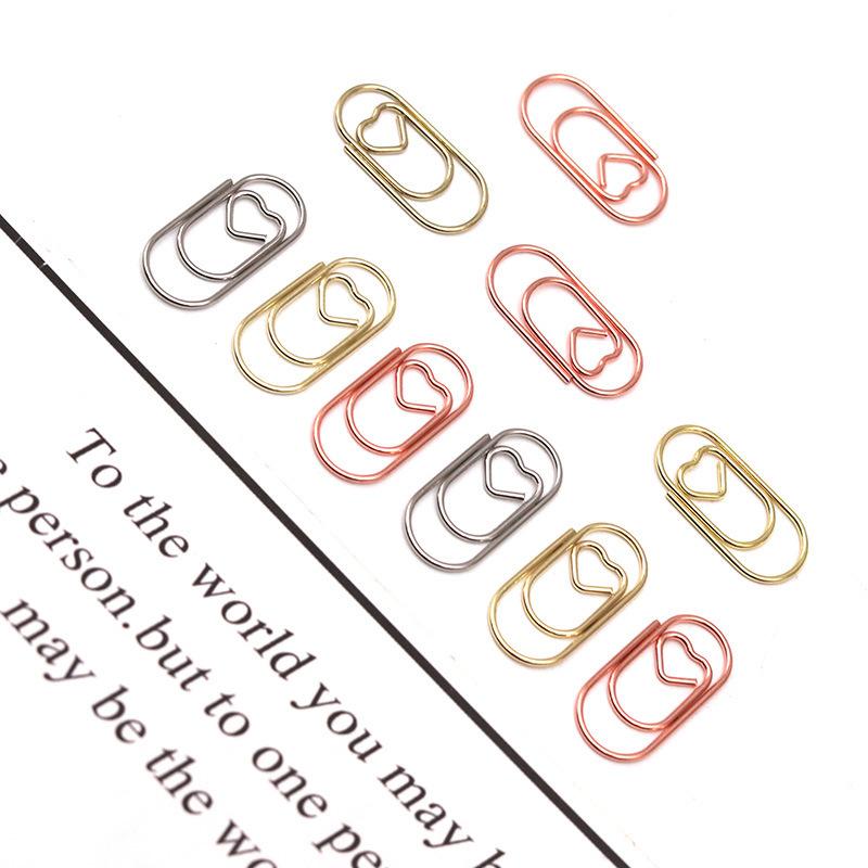 50Pcs Color Love Paper Clip Office Supply Creative Macaron Paper Clip Water Drop Special-shaped Mini Paper Clip