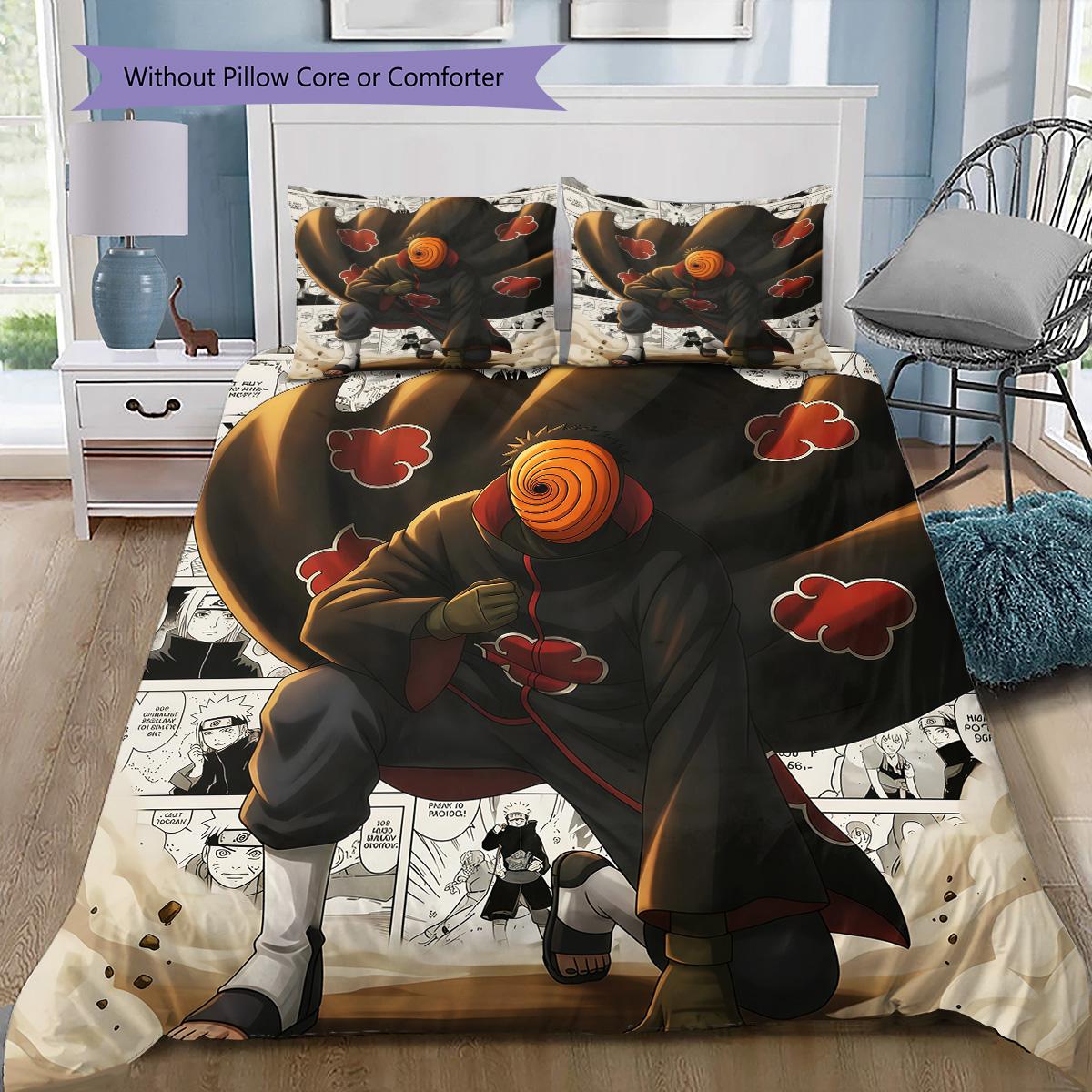 

Naruto Obito Theme Bedding Set, 1 Duvet Cover & 2 Pillowcases, Home Bedroom, Perfect Gift for Naruto Fans 135x200cm