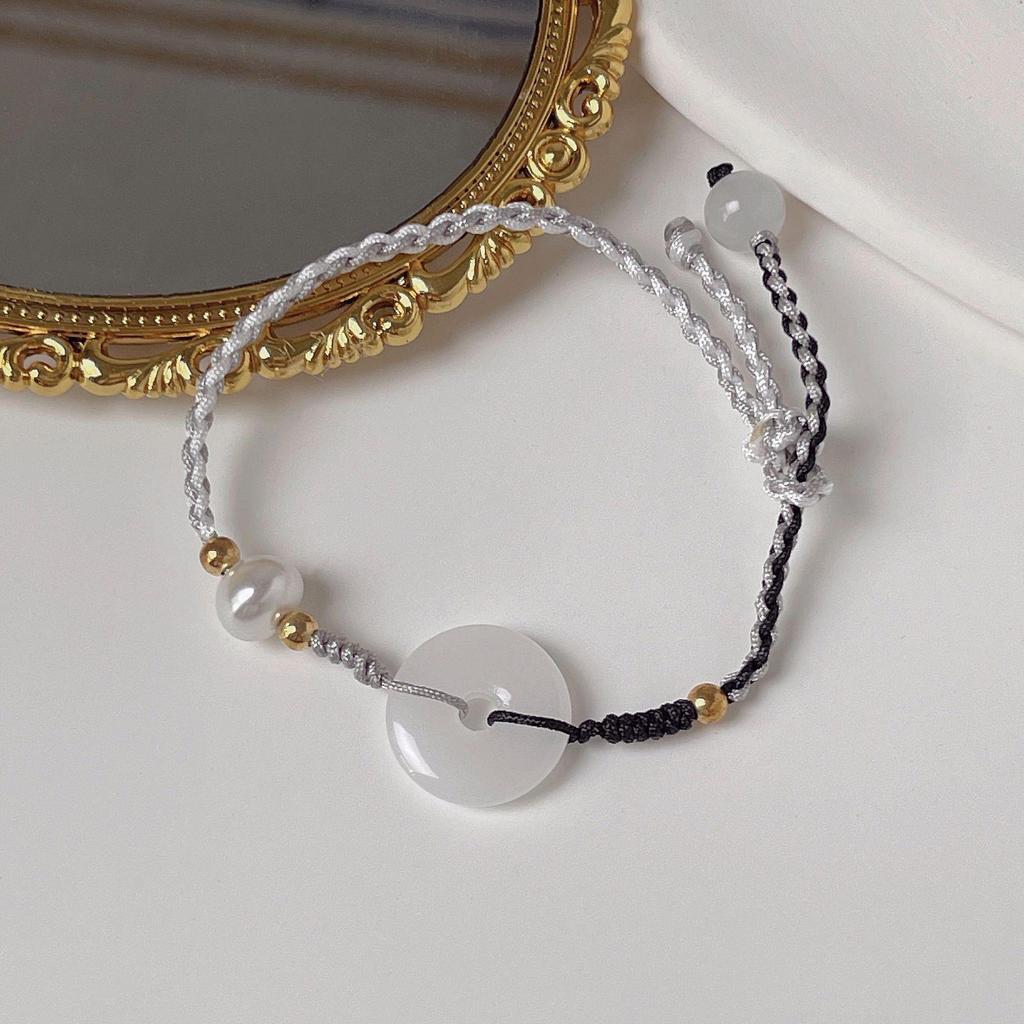 Beautiful Korean Beaded Hetian Jade Bracelet - Versatile Pearl Jewelry for Women