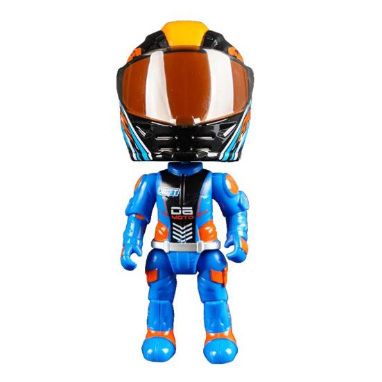 Transforming Motorcycle Rider Figurine Deformable Helmet Racing Driver Action Figure with Movable Joints Desktop Decoration Ornament