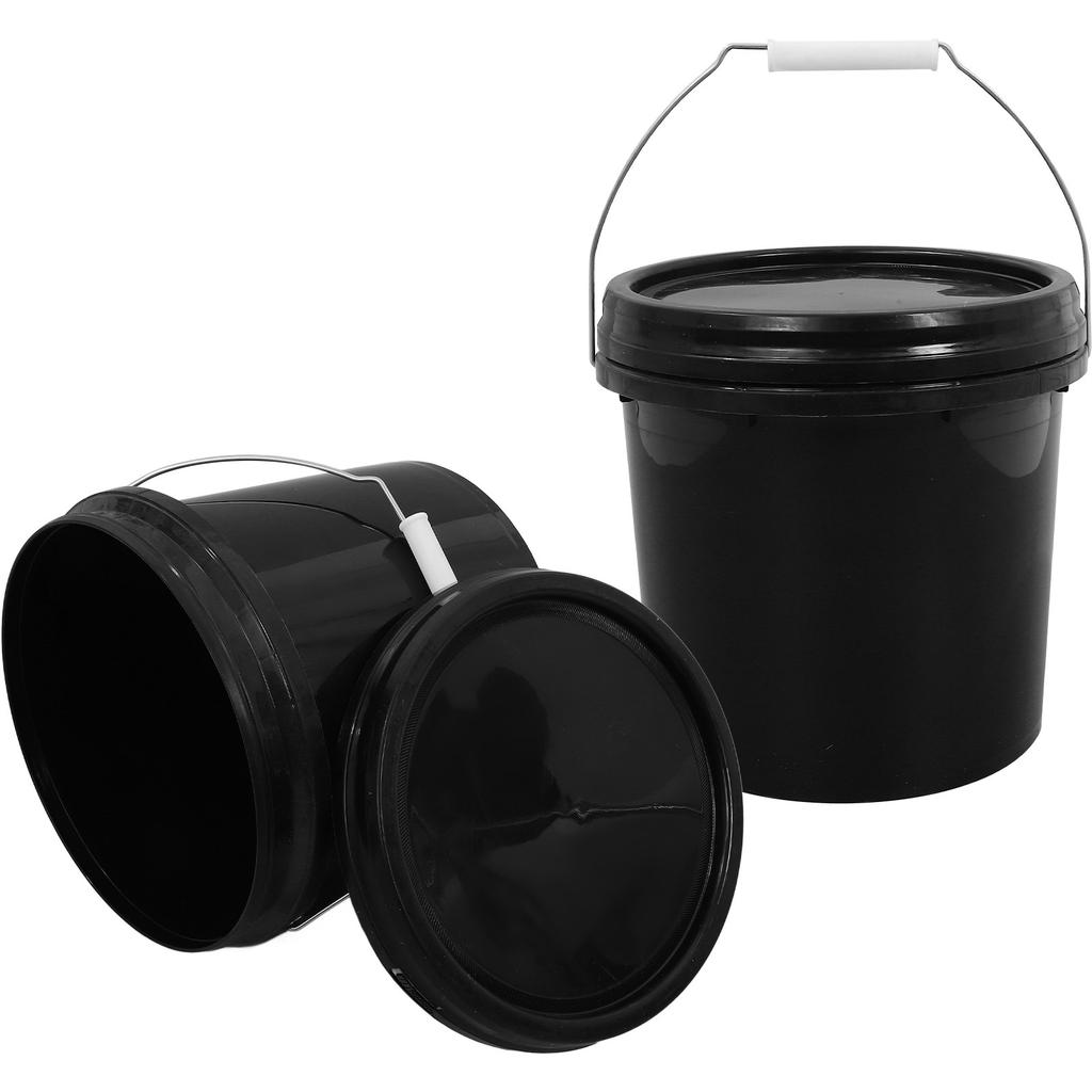 2Pcs Thickened Plastic Bucket with Lid Small Water Container Multipurpose Portable Sealed Bucket for Farm Gardening Cleaning