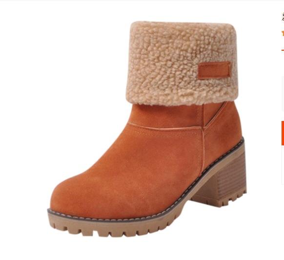 

Fashion Fashion Versatile Woman Shoes 2025 Winter New Collection Coarse Heel Snow Boots Simple Versatile Women s Ankle Boots Zapatos 43 оранжевый