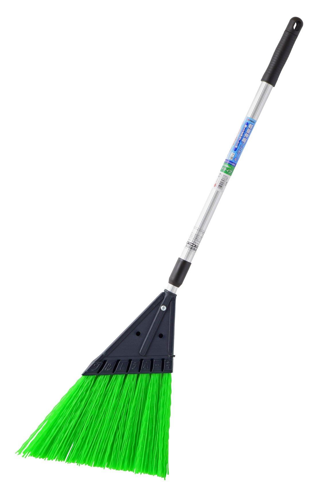 

Takagi lightweight retractable plastic strong and hard bristle width 26 cm broom, stiff, type, approx. зелёный