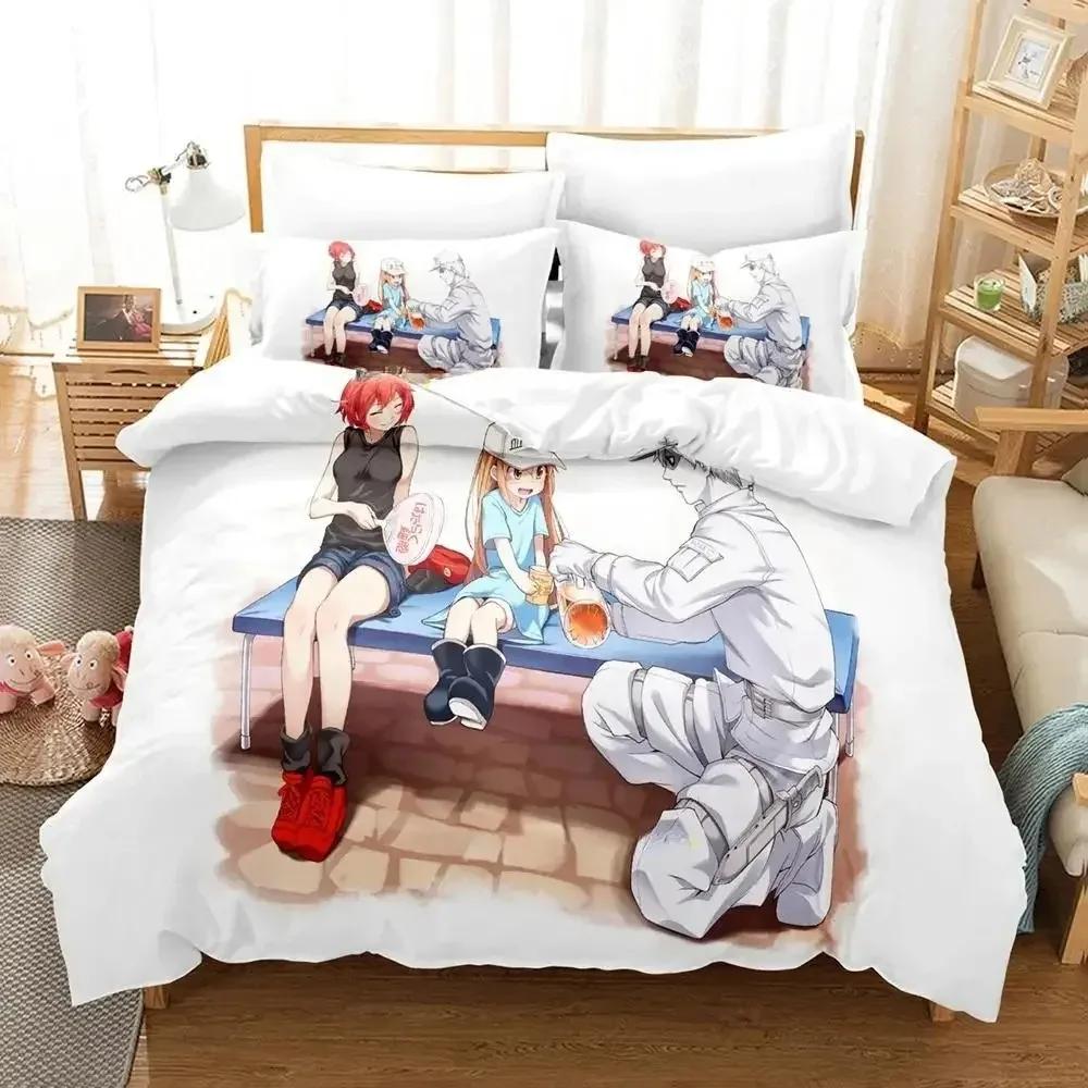 2024 Cells At Work Sängkläder Set Enkelt Twin Full Queen King Size Sängset Vuxen Barn Sovrum Påslakan Set 3D-tryck Anime Sängset