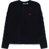 Polo Cable Knit Ribbed Crew Neck Sweater Women Sweater Navy-Blue 211926543-009