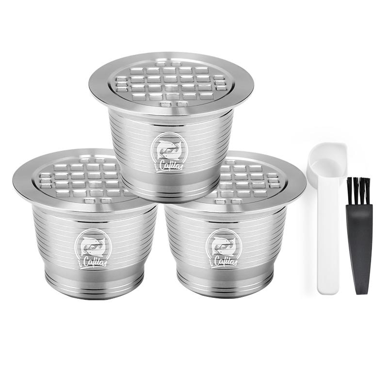 Cápsulas de Café Reutilizáveis iCafilas Moedor de Café de Aço Inoxidável Para Máquina Nespresso Porta-Filtro Recarregável Pods