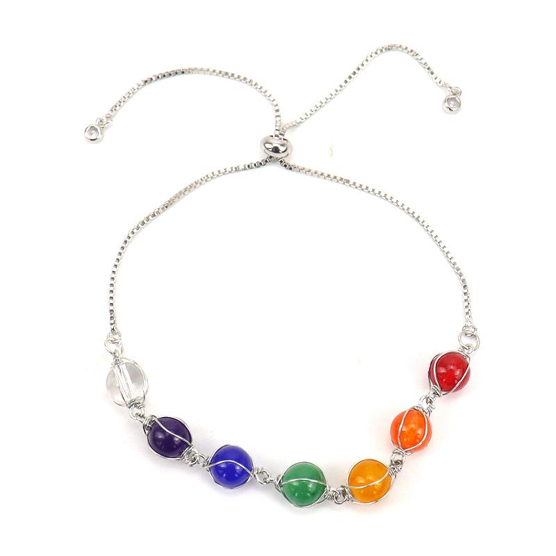 Hand-Wound Natural Crystal Round Bead Push-Pull Pull Bracelet Adjustable Color Retention Bracelet B42