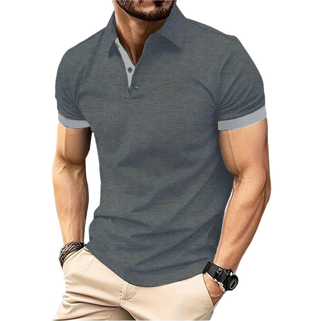 Pánské letní business tričko s krátkým rukávem, ležérní móda, velká velikost, design s proplétanou stuhou