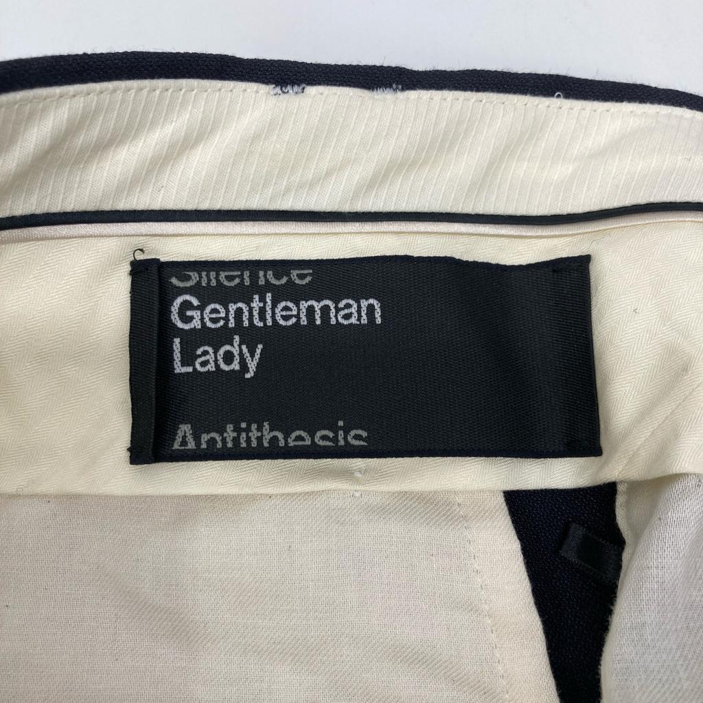 chaos Gentleman Lady Navy Rayon X Linen Two-Pleated Pants Bottoms 38 NavyUsed