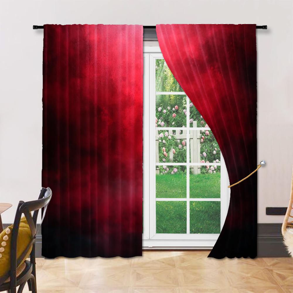 2 pcs, versatile polyester transparent curtains for home decoration Abstract Red for use in bedrooms and living rooms