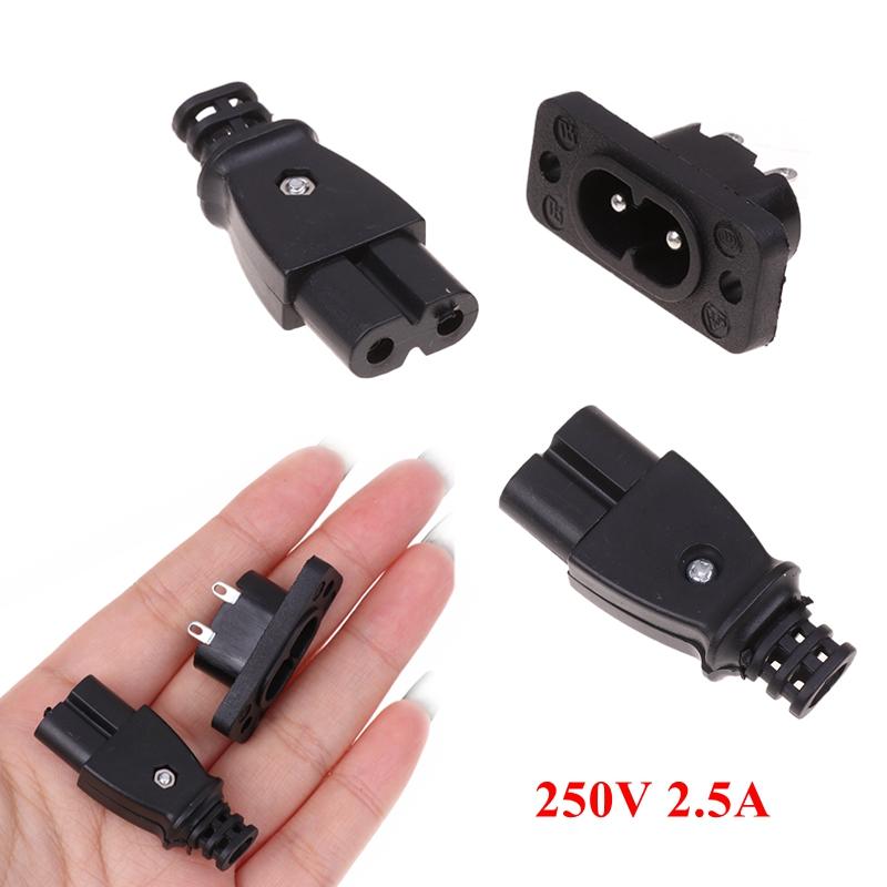 1Pcs C8 male power socket C7 female plug power outlet embedded electric connector connector 35mm*15mm AC 2.5A 5A 250v