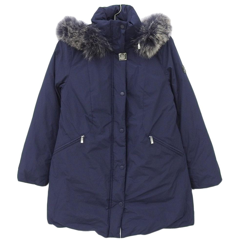 Jean-louis Scherrer Men's Blue Fox Fur Hooded Down Coat, Navy, Size M, P927-80F Coat M NavyUsed