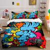 Colorful Abstract Art Decor Set Bedding Set With 1 Duvet Cover 2 Pillowcases Single Double King Queen, Gift