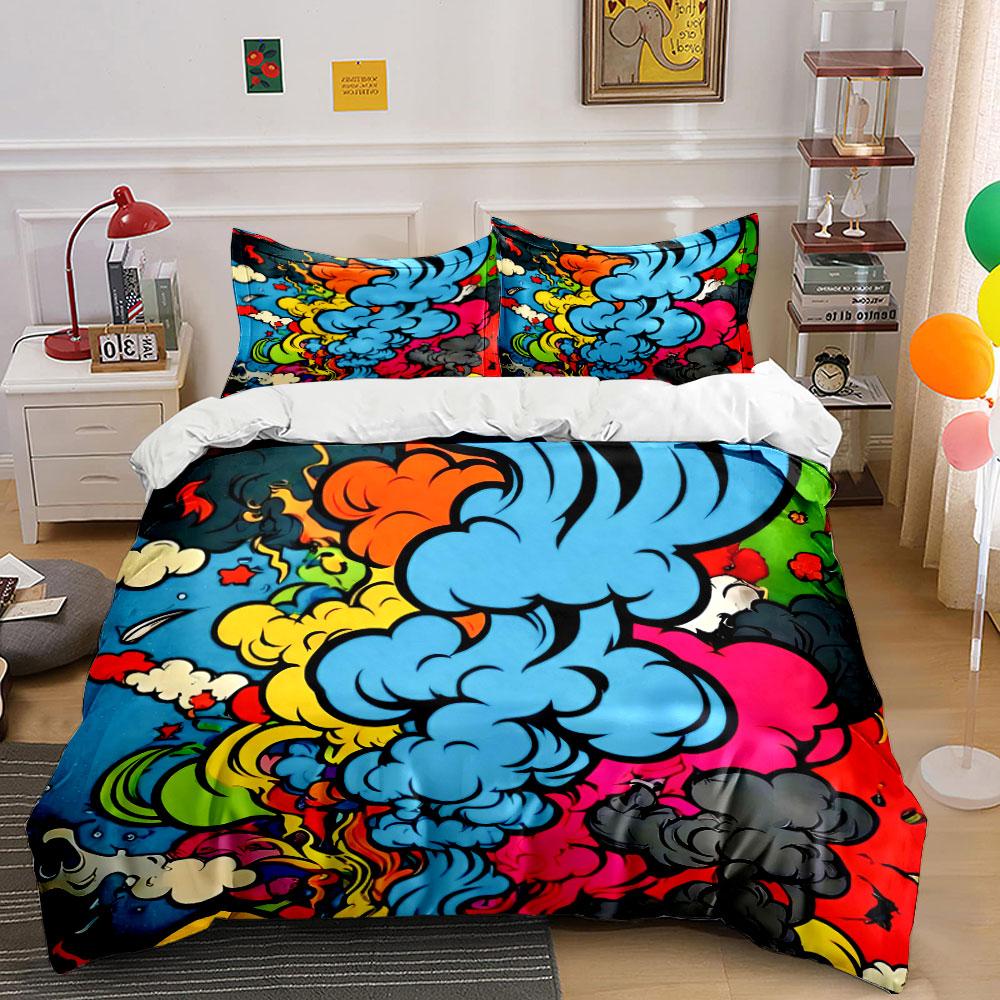 Colorful Abstract Art Decor Set Bedding Set With 1 Duvet Cover 2 Pillowcases Single Double King Queen, Gift