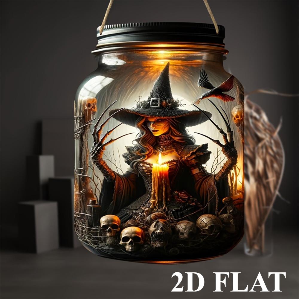 

2D Плоскость - Хэллоуин Ведьма Банка Настенный Декор - 2D Ловец Солнца Дизайн Летучая мышь и Череп для Дома, Декор для Подвешивания на Окно или Дверь 20CM