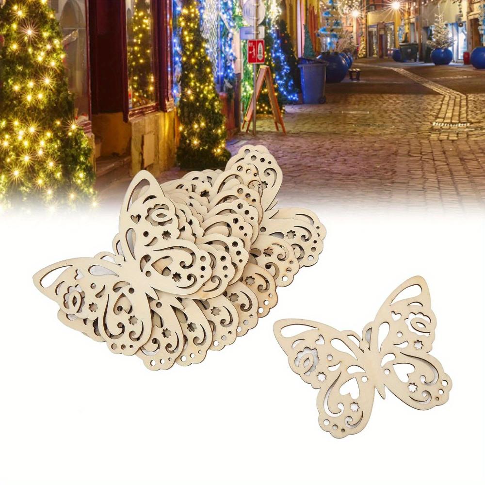20pcs Hollow Wood Butterfly Cutouts Shaped Wooden Ornaments Blank Art Crafts Butterfly Shapes for DIY Home Decor