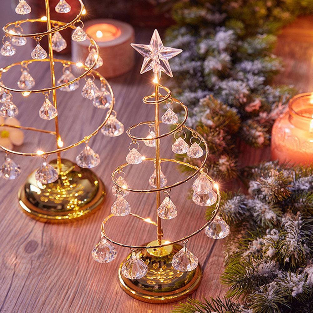 Kristall Weihnachtsbaum Nachtlicht Weihnachtsgeschenk Ornament Tischlampe Kristall Schreibtischdeko Licht Schlafzimmer Wohnzimmer Weihnachtslichter
