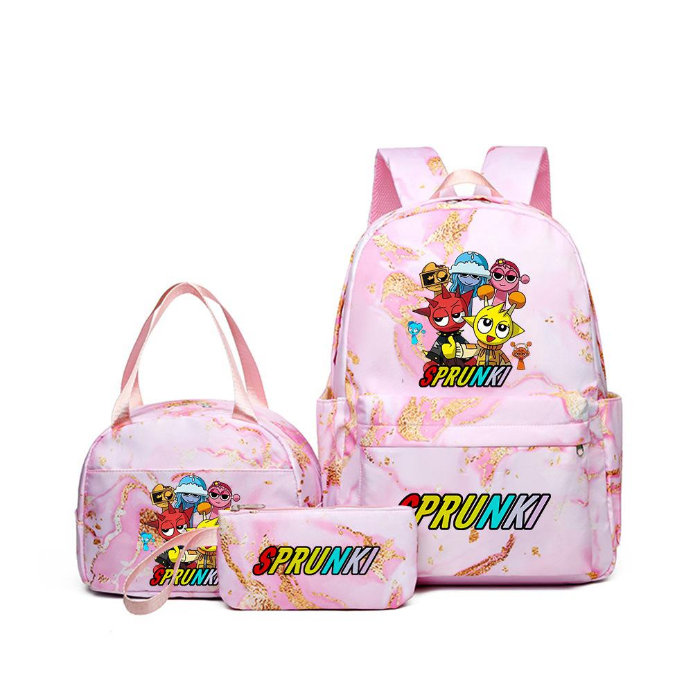 Rhythm box teen schoolbag sprunki cartoon print backpack pencil bag three-piece children's schoolbag 4