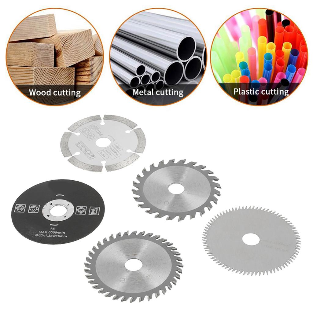 5Pcs Saw Cutting Blade Disc Outer Diameter 85mm Inner Diameter 15mm Mini Carbide Circular Saw Blade for Cutting Tool