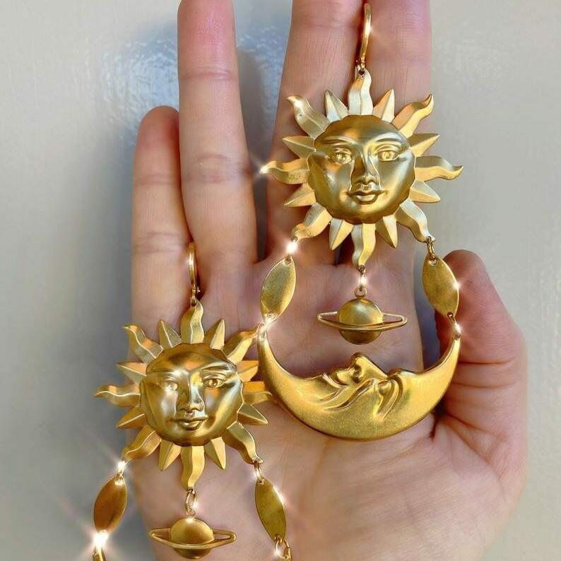 Sonne Mond Ohrringe - Innovatives, Einzigartiges Design