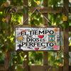 Floral Wooden Hanging Plaque Spanish Religious Prayer Wall Ornament with Rose Cross Flower, New Home Housewarming Gifts Decorative Pendant for Living