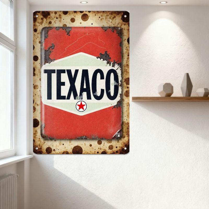 Vintage Texaco Metal Tin Sign Distressed Aged Retro Roadside Sign for Bar Pub Home Cafe Wall Decor 12x18 Inch