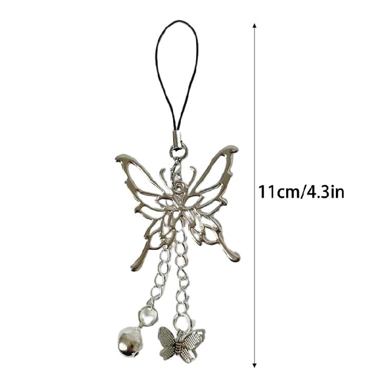 Unique Anime Keychain with Butterfly Bell Pendant Charm for Cosplay Enthusiasts