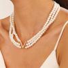 Elegant Choker Necklace with Multiple Chains for Women Fashionable Pearls Beaded Chain Necklace/Bracelet Accessory Charm
