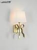 Large Retro Copper Ribbon Wall Light for Living Room Princess Bow Light Big Black/Biege Fabric Lampshade LED Wall Fixtures