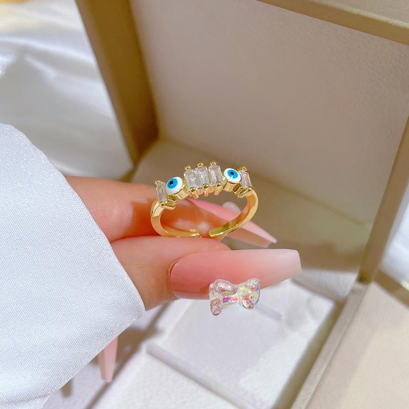 Mode Europäischer und Amerikanischer Teufelsaugen-Serie Ring Geometrischer Offener Ring für Damen