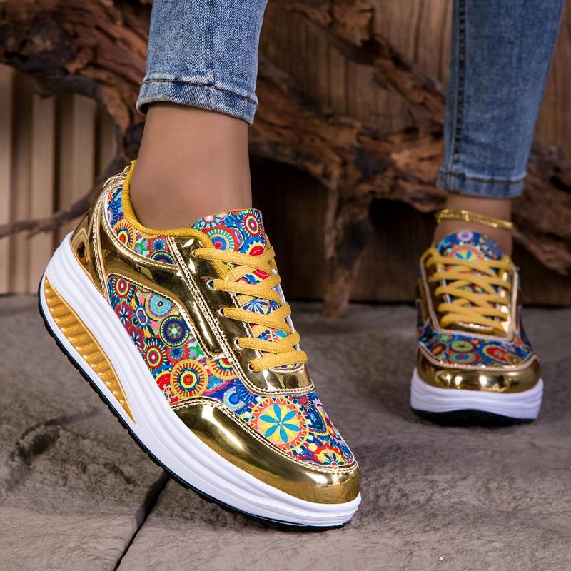 

Wind increase large size trendy shoes new women s sports running shoes casual shoes muffin sole women s shoes 36 золотой