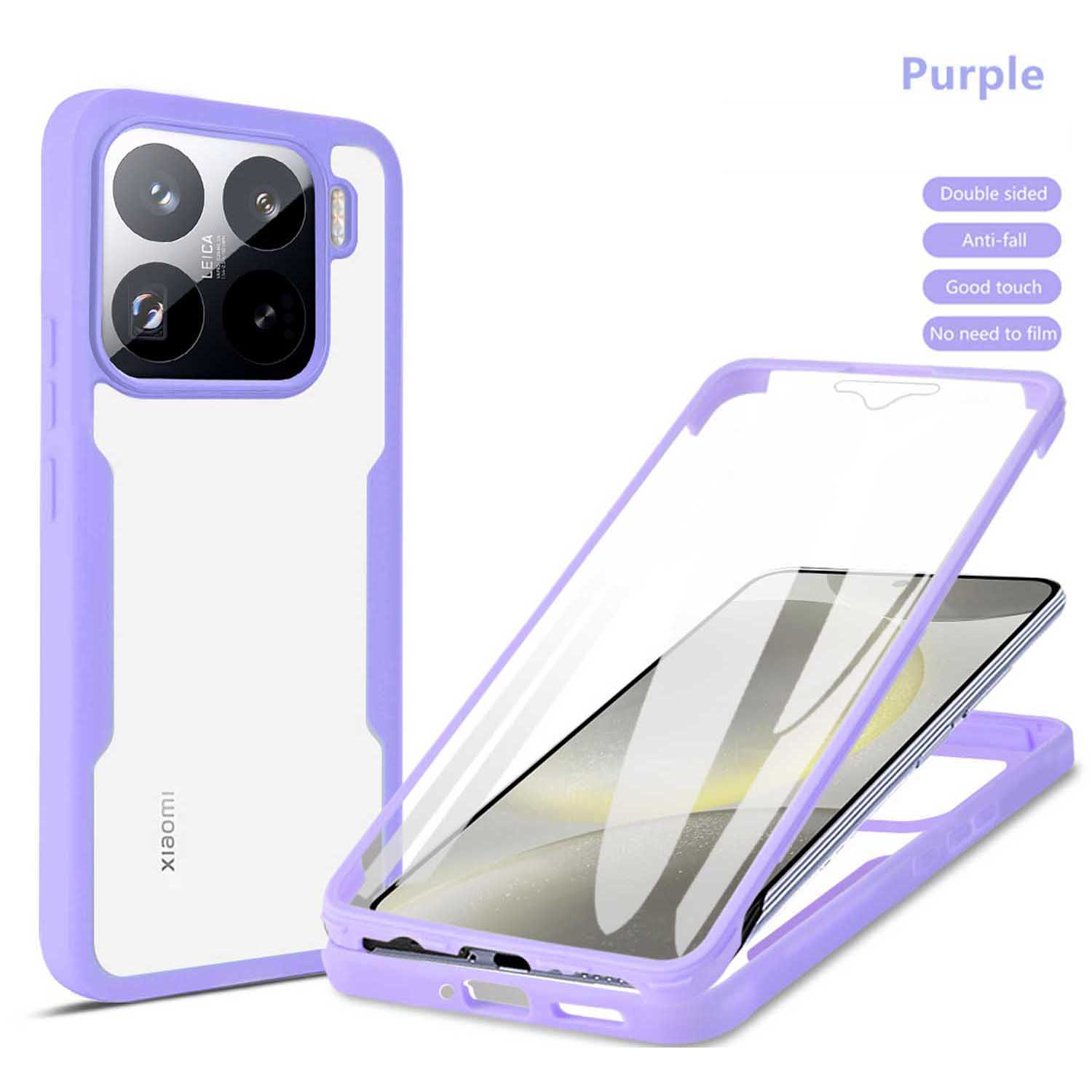 

For Xiaomi 15T 14T 13T Pro Anti Fall 360 Fully Wrapped Phone Case For Xiaomi 17 Pro Max 15Pro 14 15 Ultra Transparent Phone Case xiaomi 14T pro фіолетовий