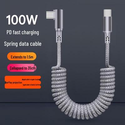 PD100W Dual Type-C Retractable Fast Charging Cable for Cars & Motorcycles