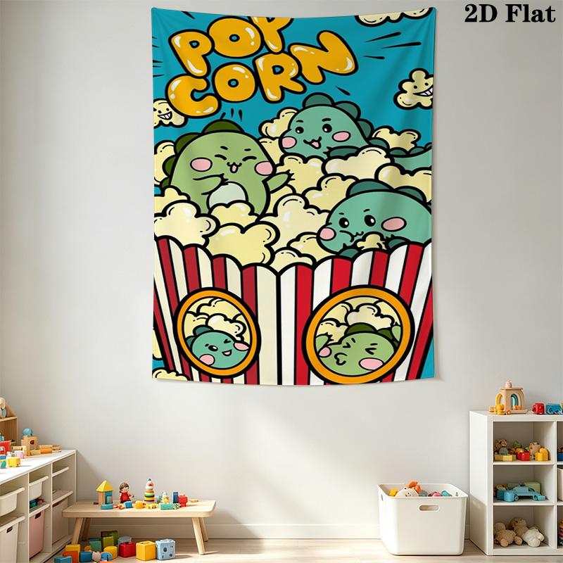 Dino Popcorn Fun Pattern Home Decor Tapestry, Wall Hanging, Decorative RV Wall Cloth.MGT0918043