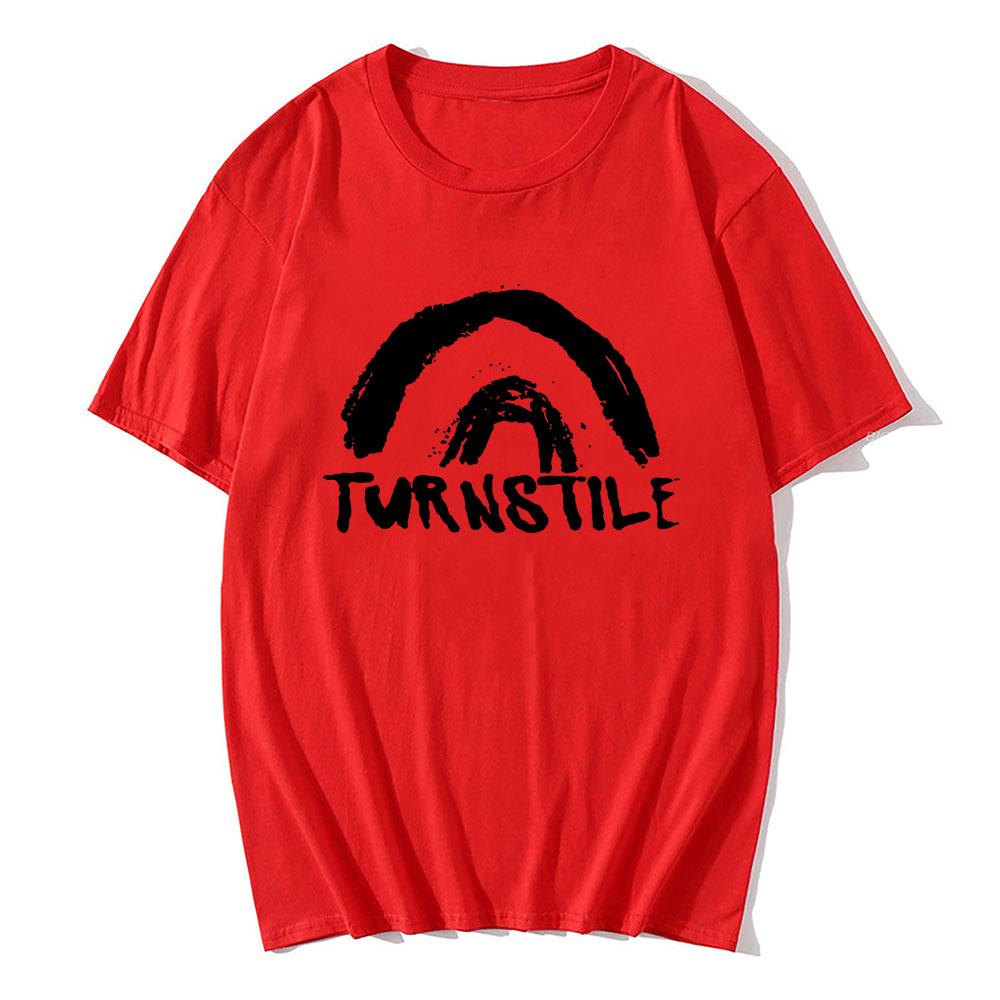TURNSTILE DOUBLE RAINBOW T-shirt Summer Short Sleeve Male Tshirts Casual Fashion Loose Cotton T Shirt Men Women Tees Streetwear