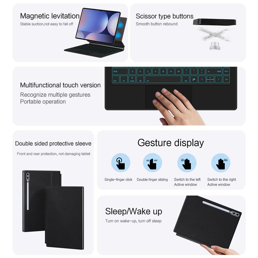 Magic Keyboard Case for Samsung Galaxy Tab S9/S10/S8 Ultra 14.6"" with Stand Cover