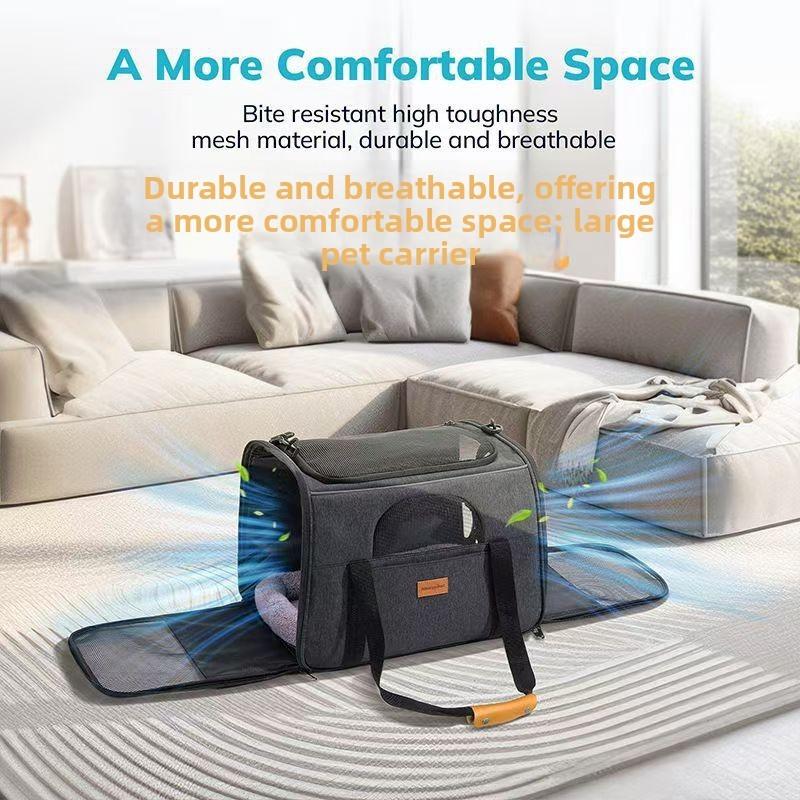 Portable Pet Carrier With Oxford Material For Outdoor Travel And Ventilated Design