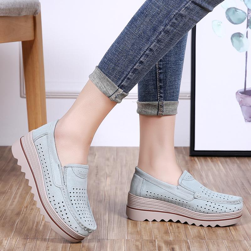 Spring and summer new sports shoes women's shoes platform muffin shoes casual shoes large size medium heel women's beanie shoes
